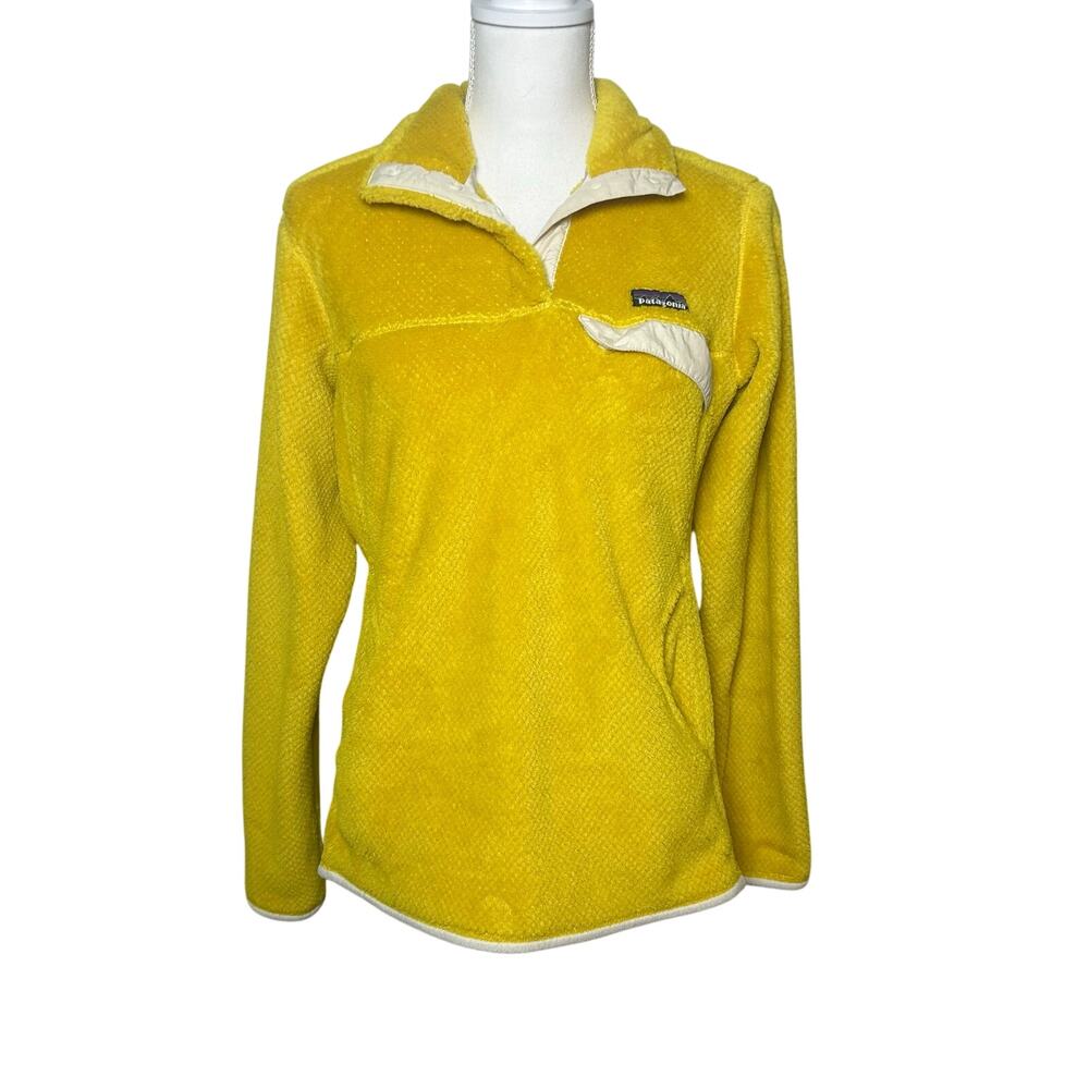 Patagonia women's re-tool 1/4 snap-T fleece yellow pullover jacket size L
